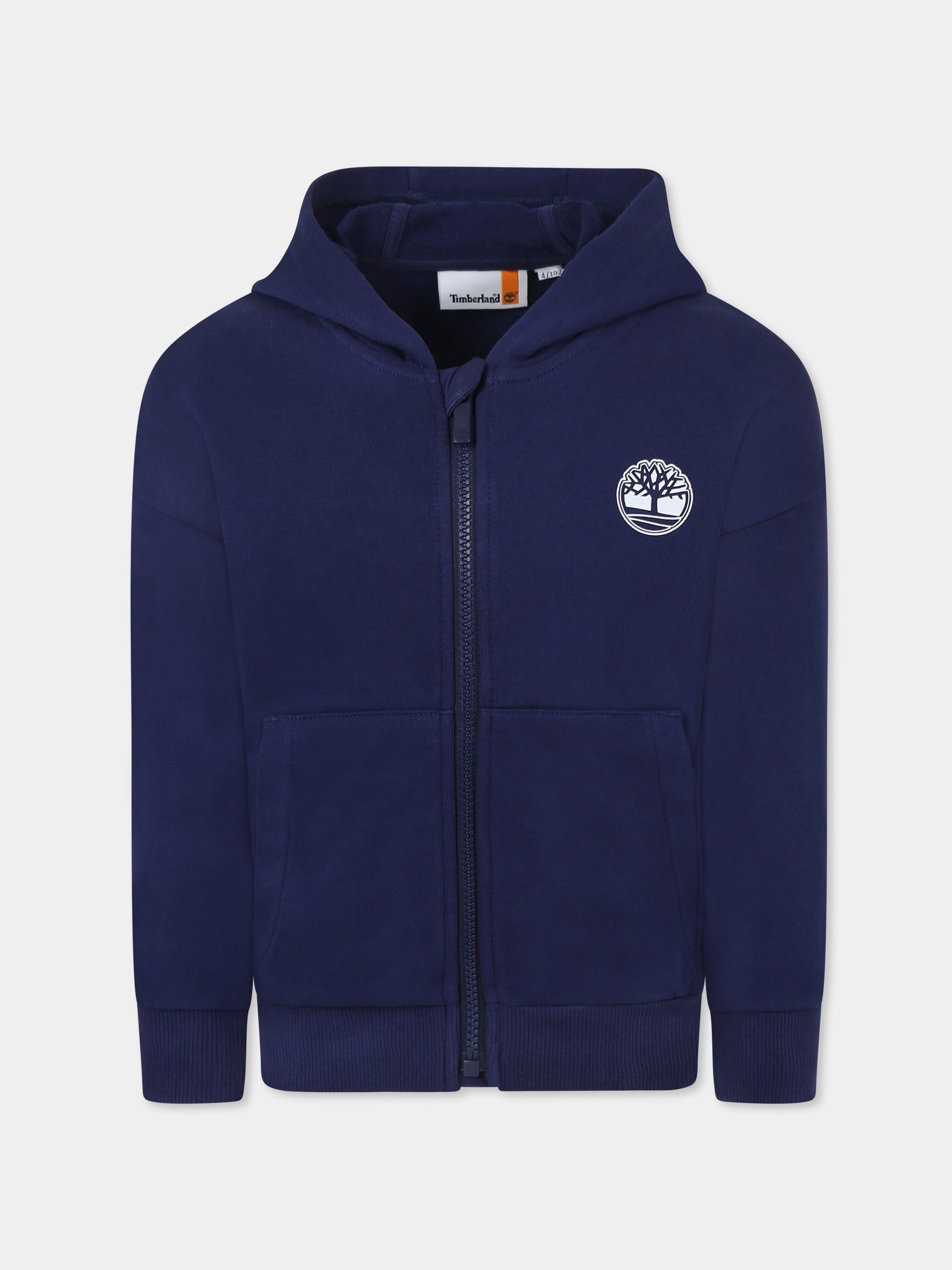 Felpa blu per bambino con albero,Timberland,T60451 84N