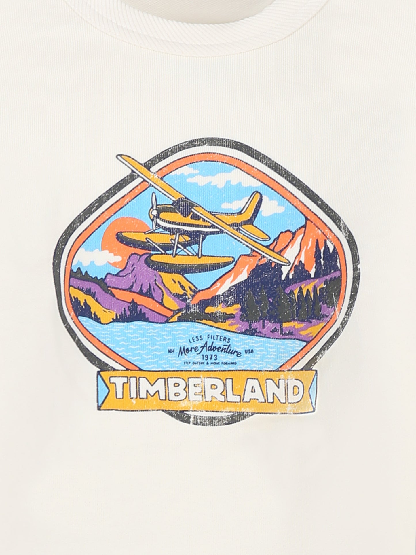 Felpa avorio per bambino con logo e stampa,Timberland,T60450 190