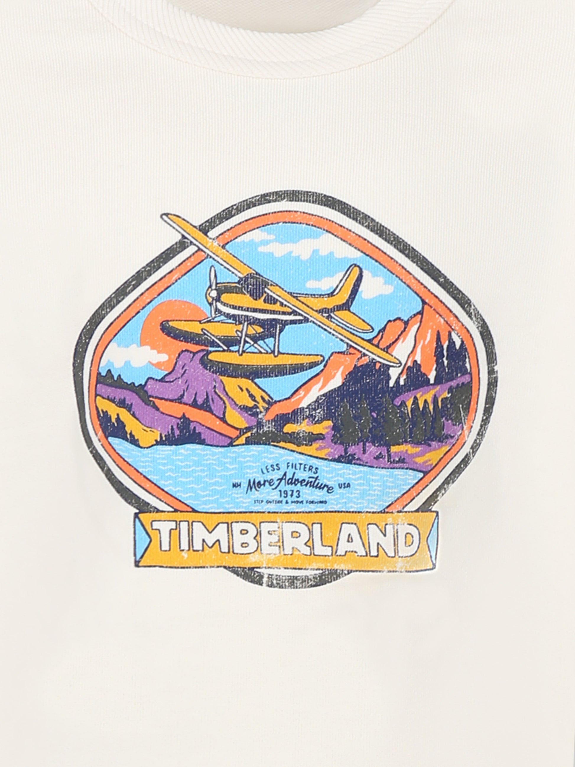 Felpa avorio per bambino con logo e stampa,Timberland,T60450 190