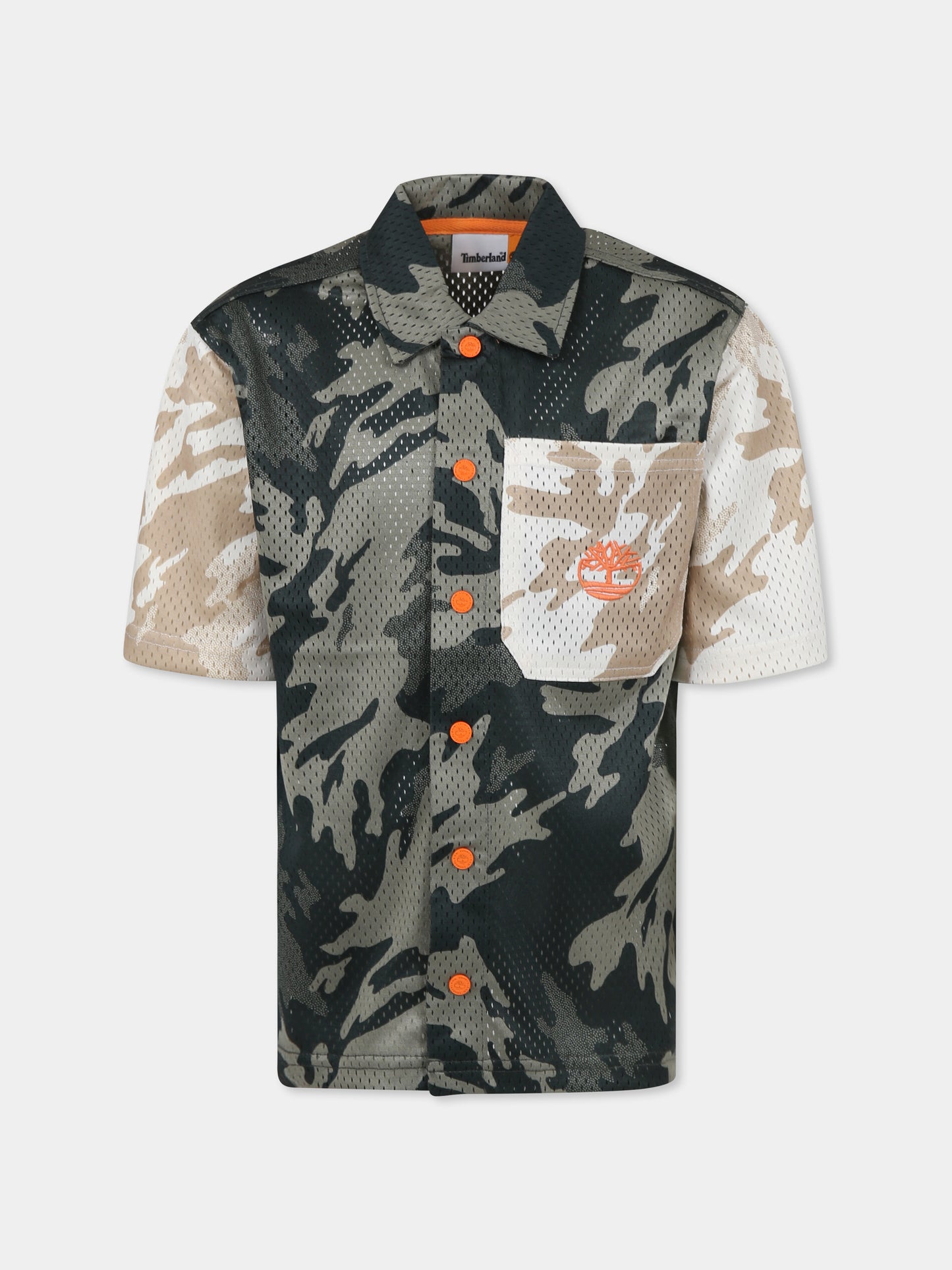 Camicia verde per bambino con albero,Timberland,T60441 72A