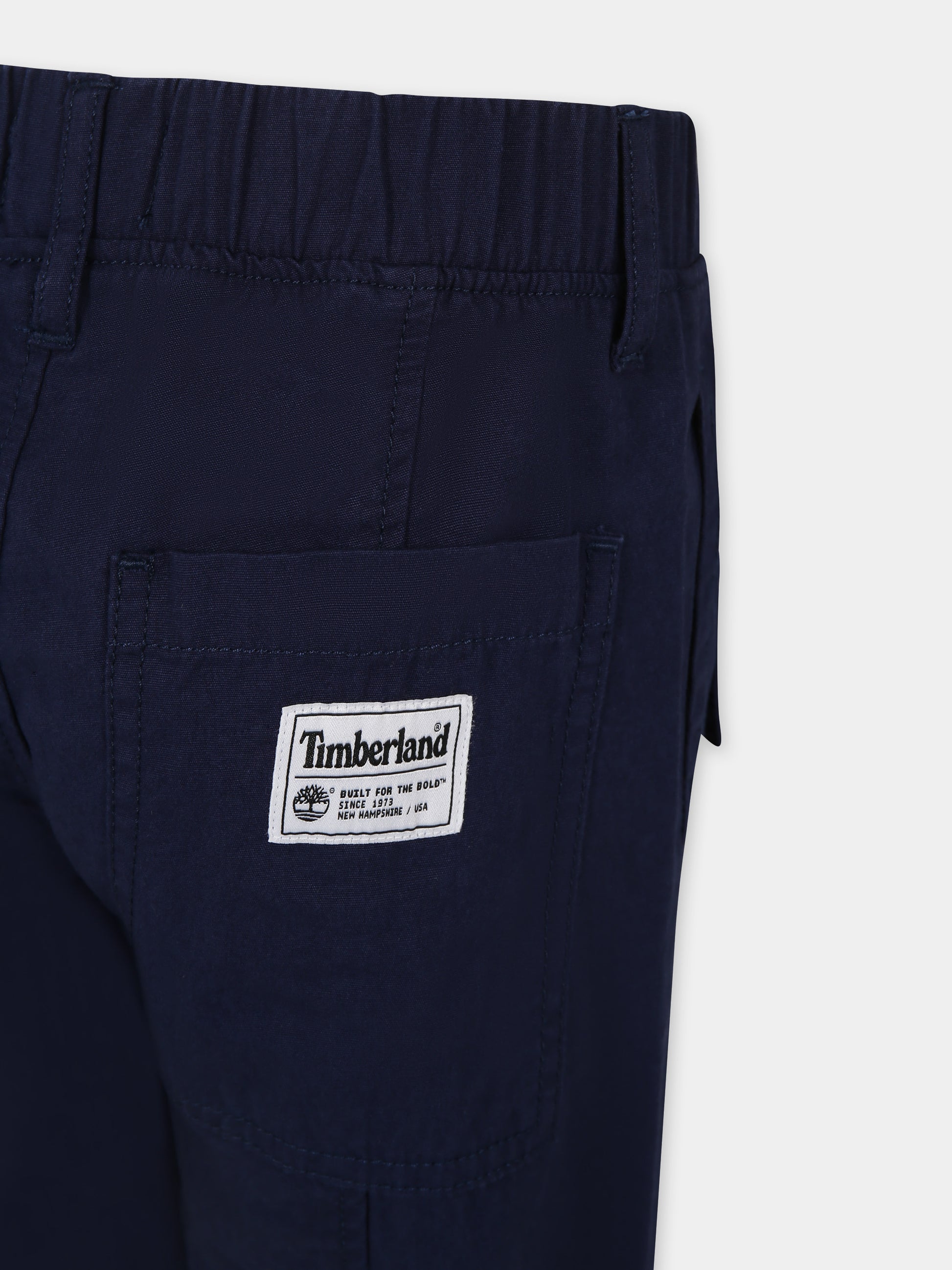Pantaloni blu per bambino con logo,Timberland,T60465 84N