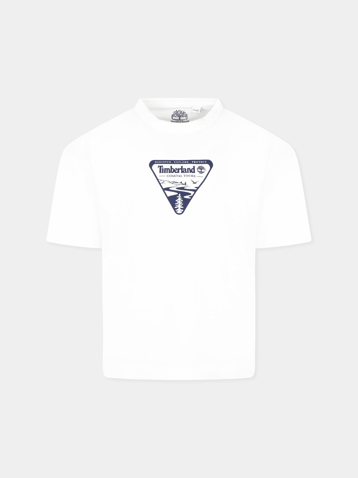 T-shirt bianca per bambino con logo,Timberland,T60428 10P