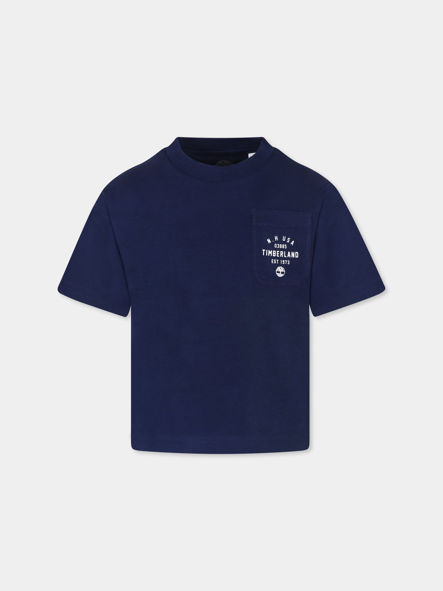 T-shirt blu per bambino con logo,Timberland,T60435 84N