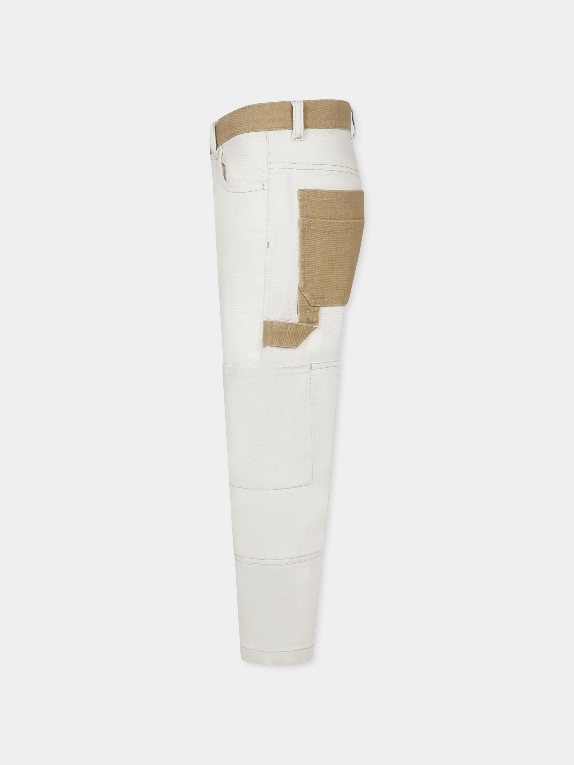 Pantaloni avorio per bambino con logo,Timberland,T60467 190