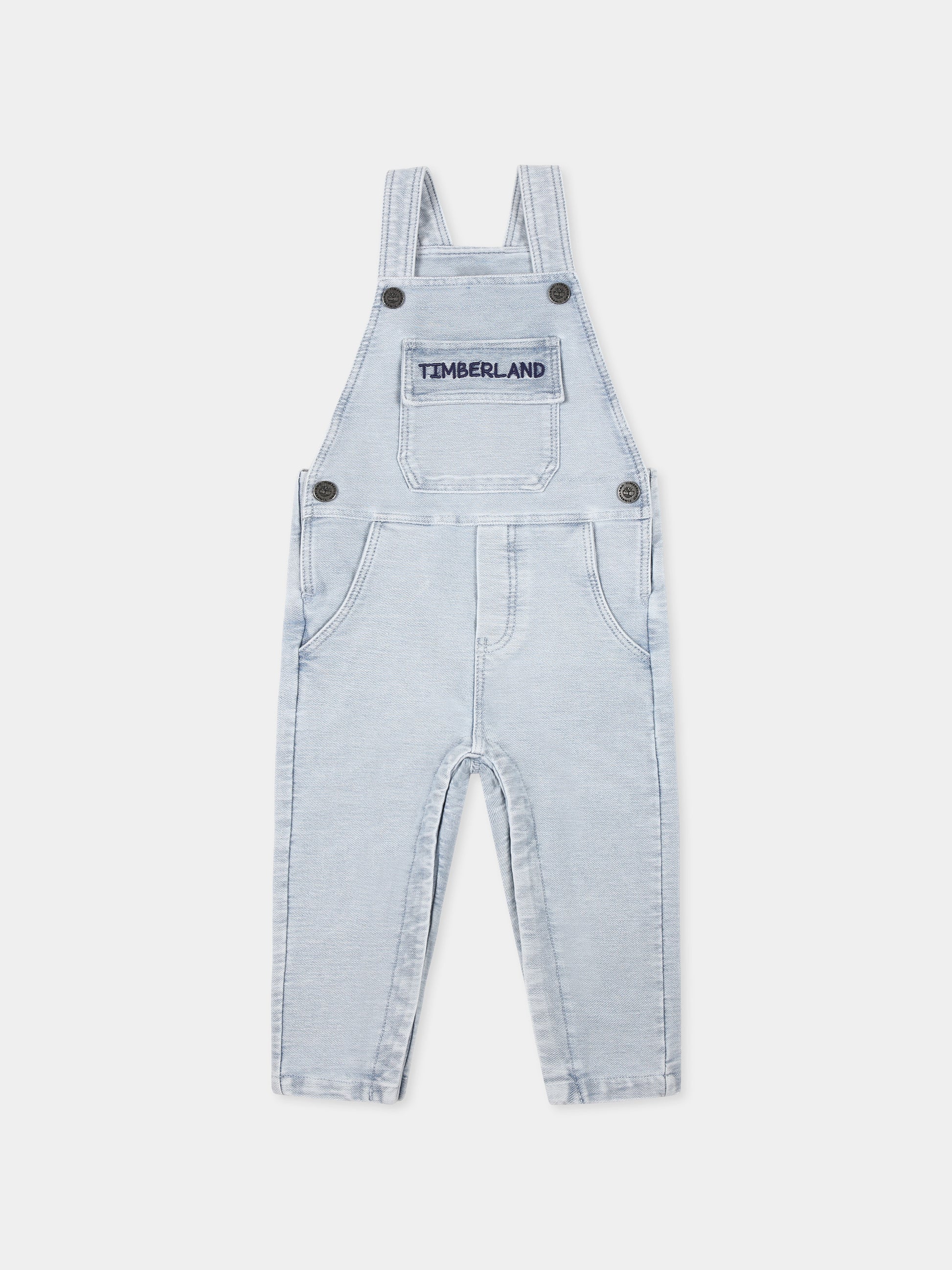 Salopette denim per neonato con logo,Timberland,T60395 Z18