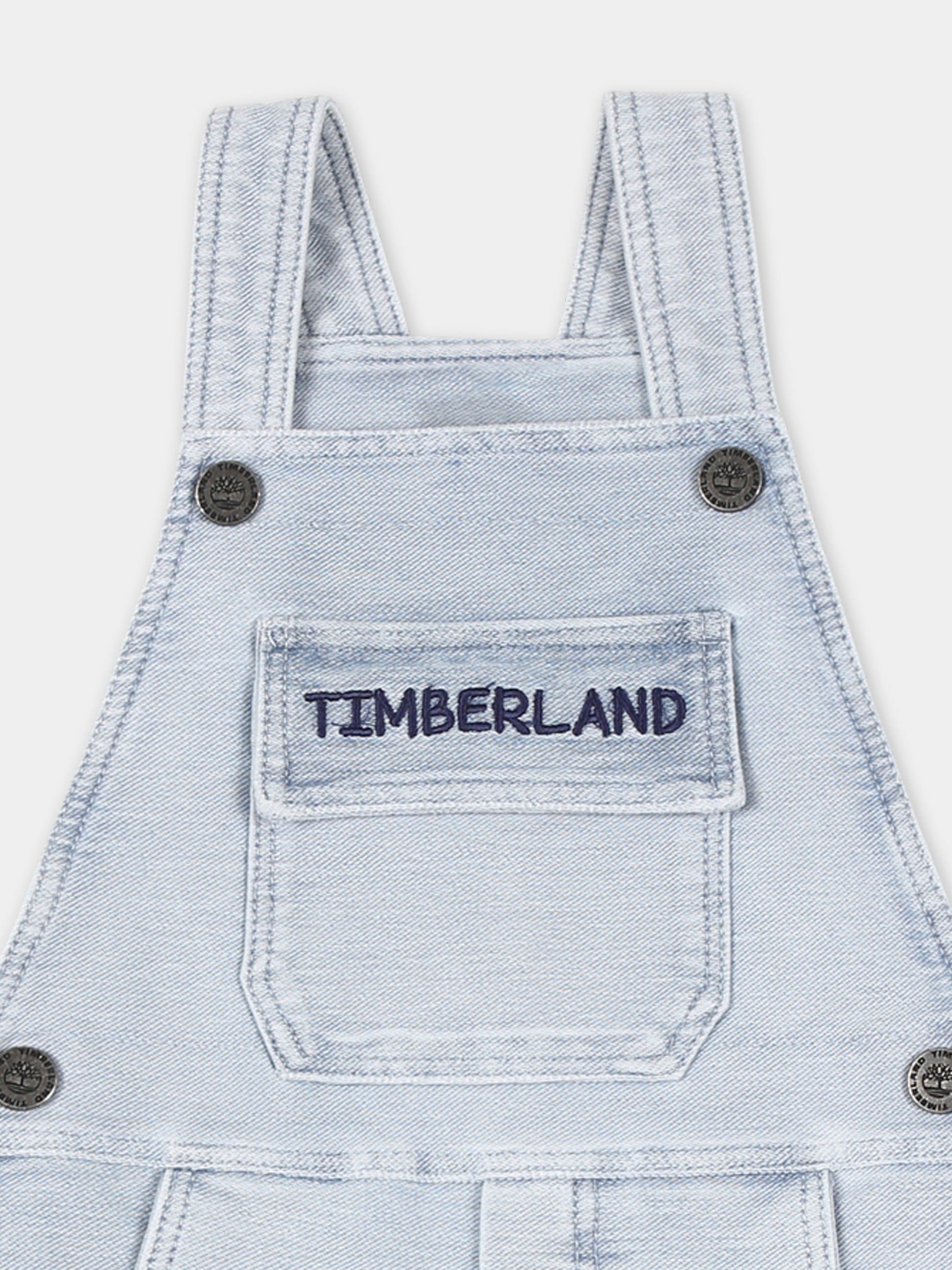 Salopette denim per neonato con logo,Timberland,T60395 Z18