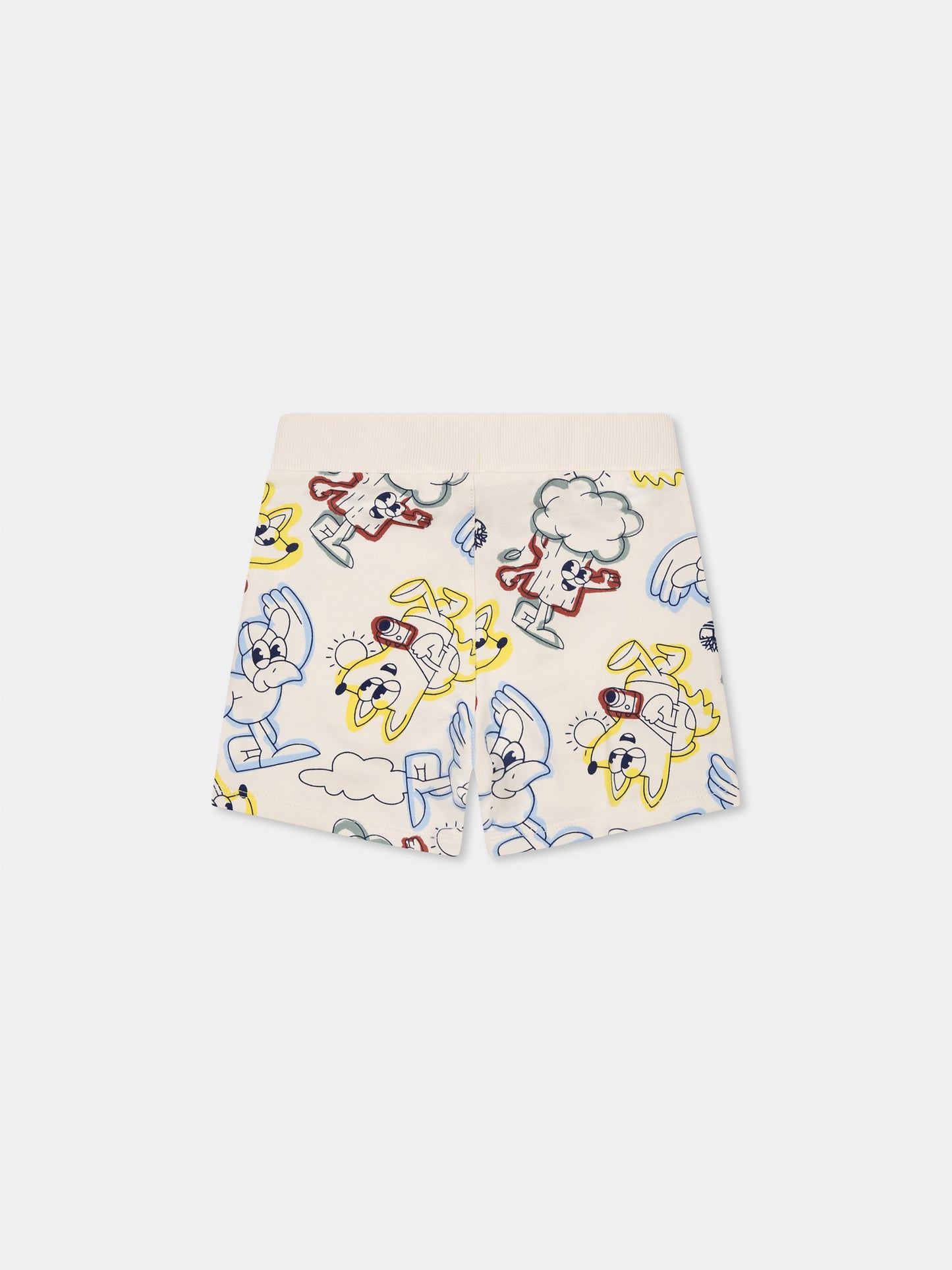 Shorts avorio per neonato con stampa all over