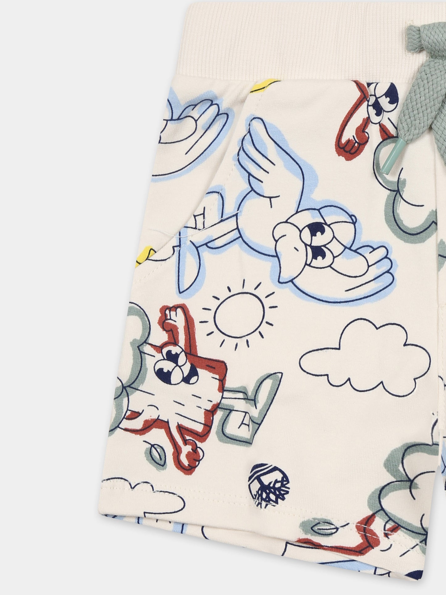 Shorts avorio per neonato con stampa all over