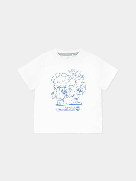 T-shirt bianca per neonato con albero e scritta,Timberland,T60388 10P