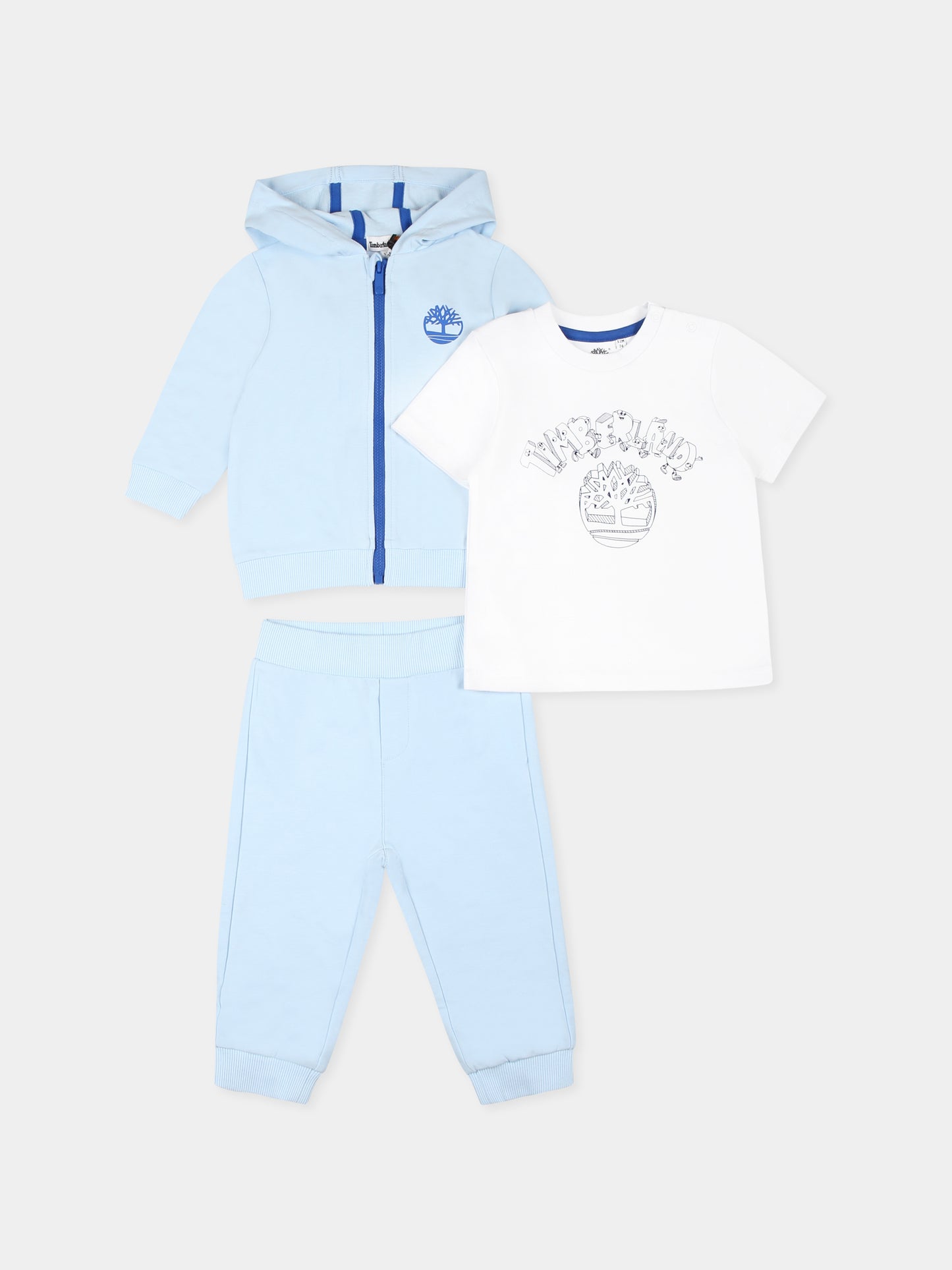 Completo celeste per neonato con albero,Timberland,T60397 78B