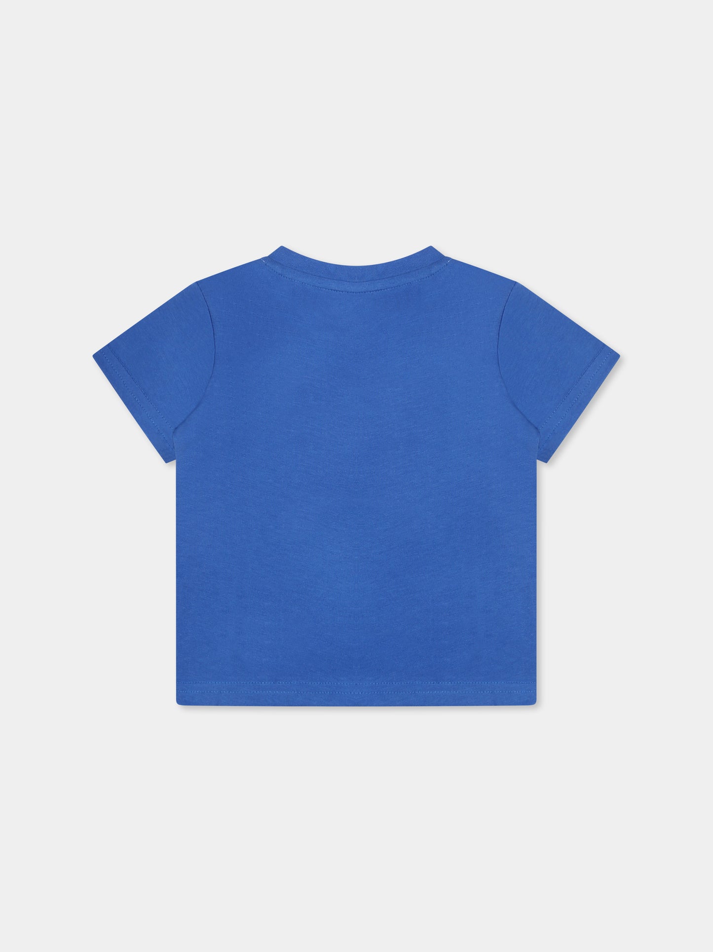 T-shirt azzurra per neonato con logo e scarpa,Timberland,T60512 81L