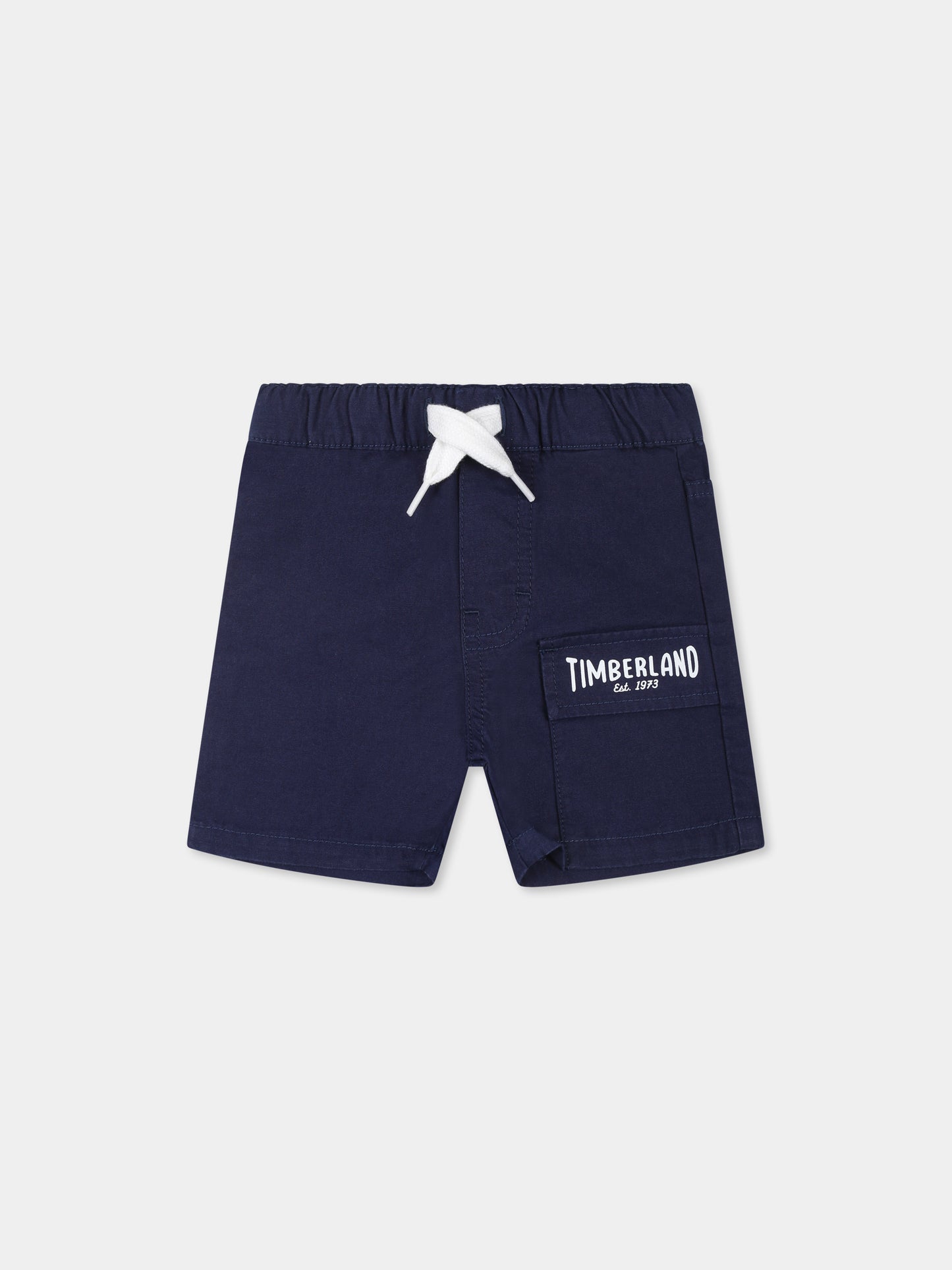 Shorts blu per neonato con logo,Timberland,T60495 84N