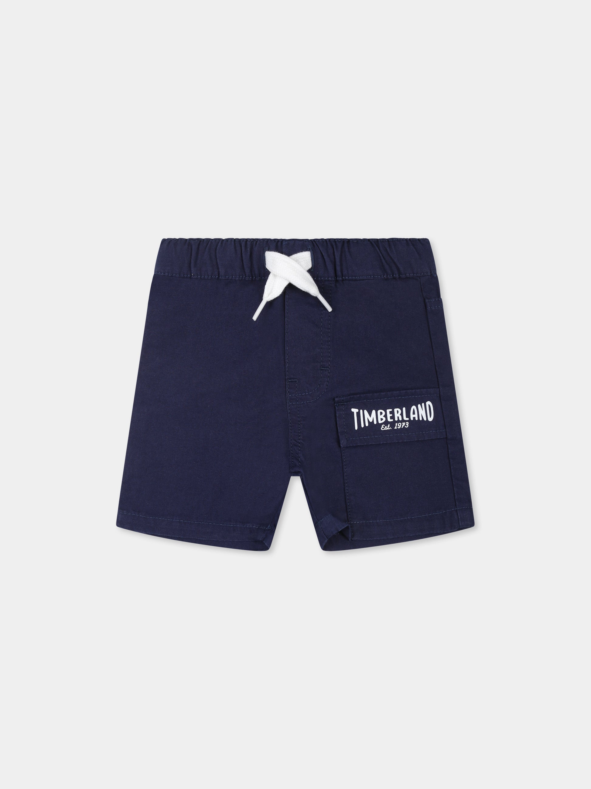 Shorts blu per neonato con logo,Timberland,T60495 84N