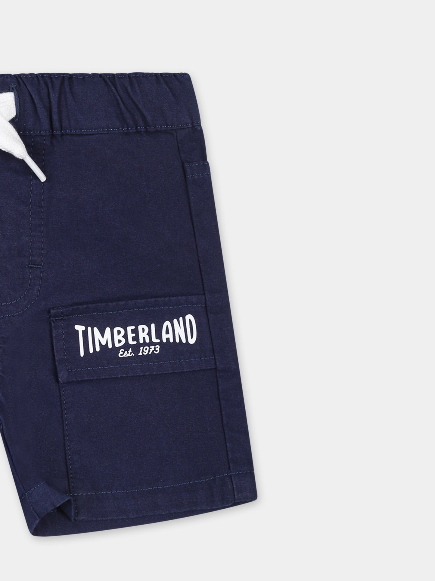 Shorts blu per neonato con logo,Timberland,T60495 84N