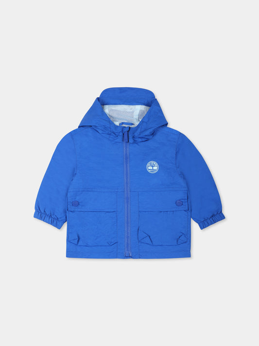 Giacca a vento azzurra per neonato con albero,Timberland,T60501 81L