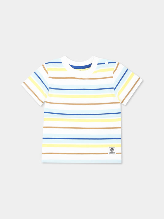 T-shirt multicolor per neonato con logo,Timberland,T60513 10P