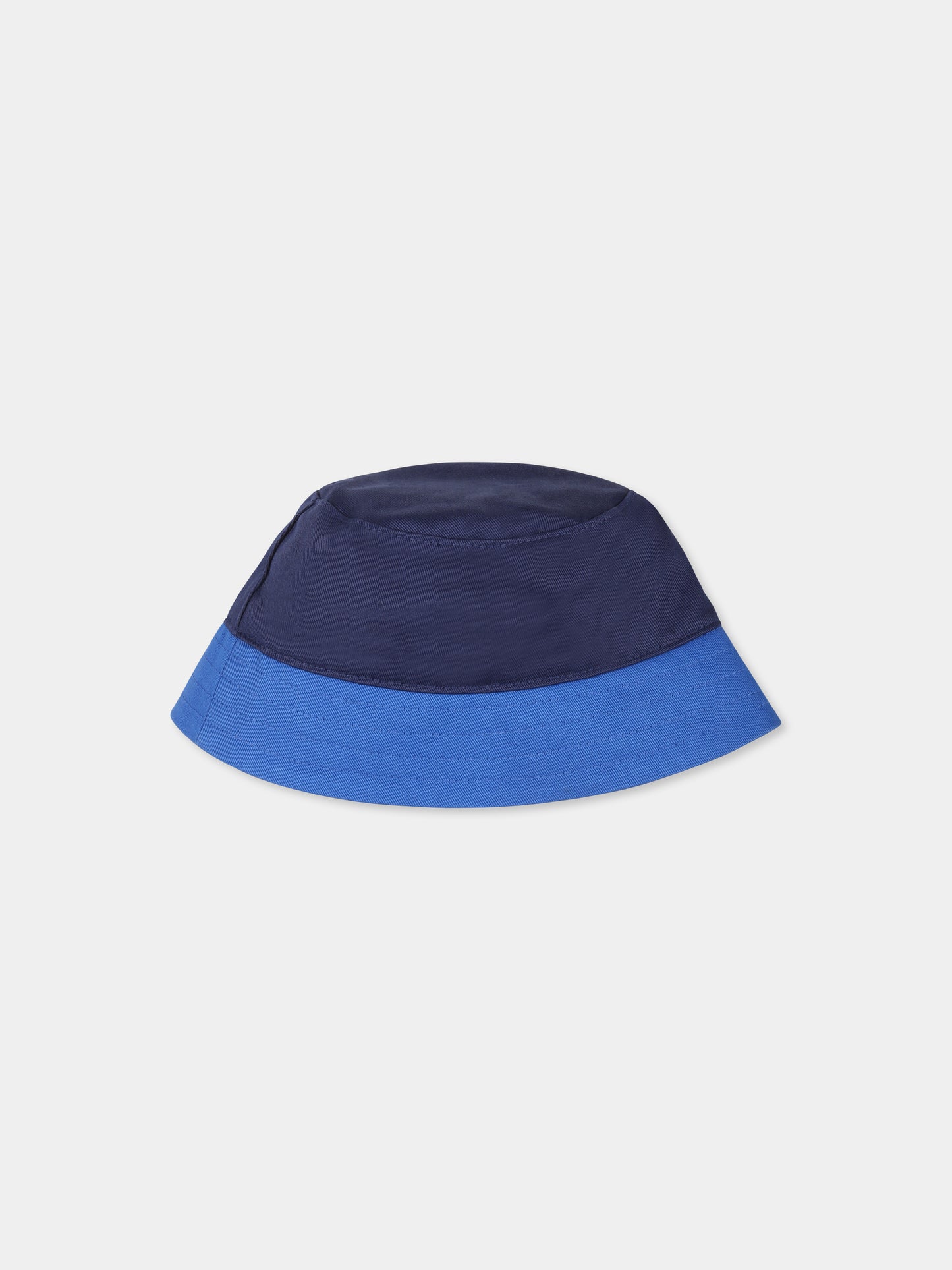Cloche blu reversibile per neonato con logo e stampa