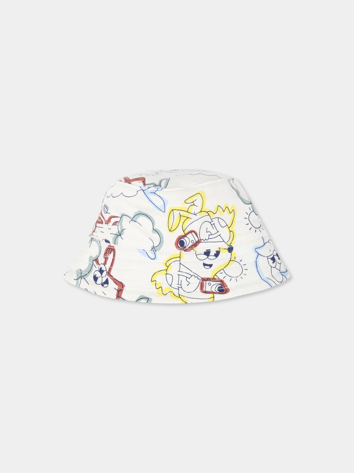 Cloche blu reversibile per neonato con logo e stampa
