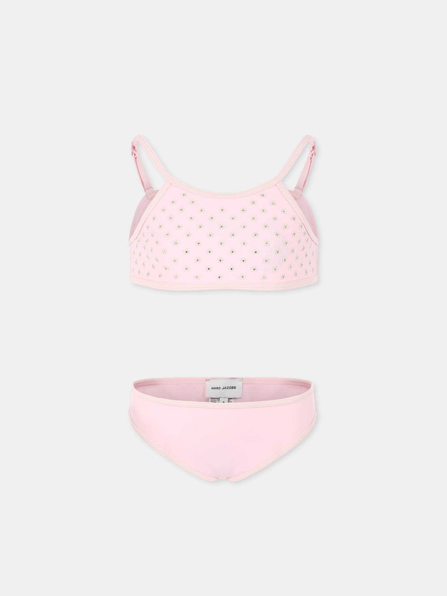 Bikini rosa per bambina con fiori