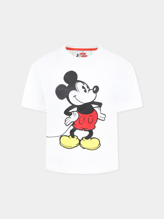 T-shirt bianca per bambino con Topolino