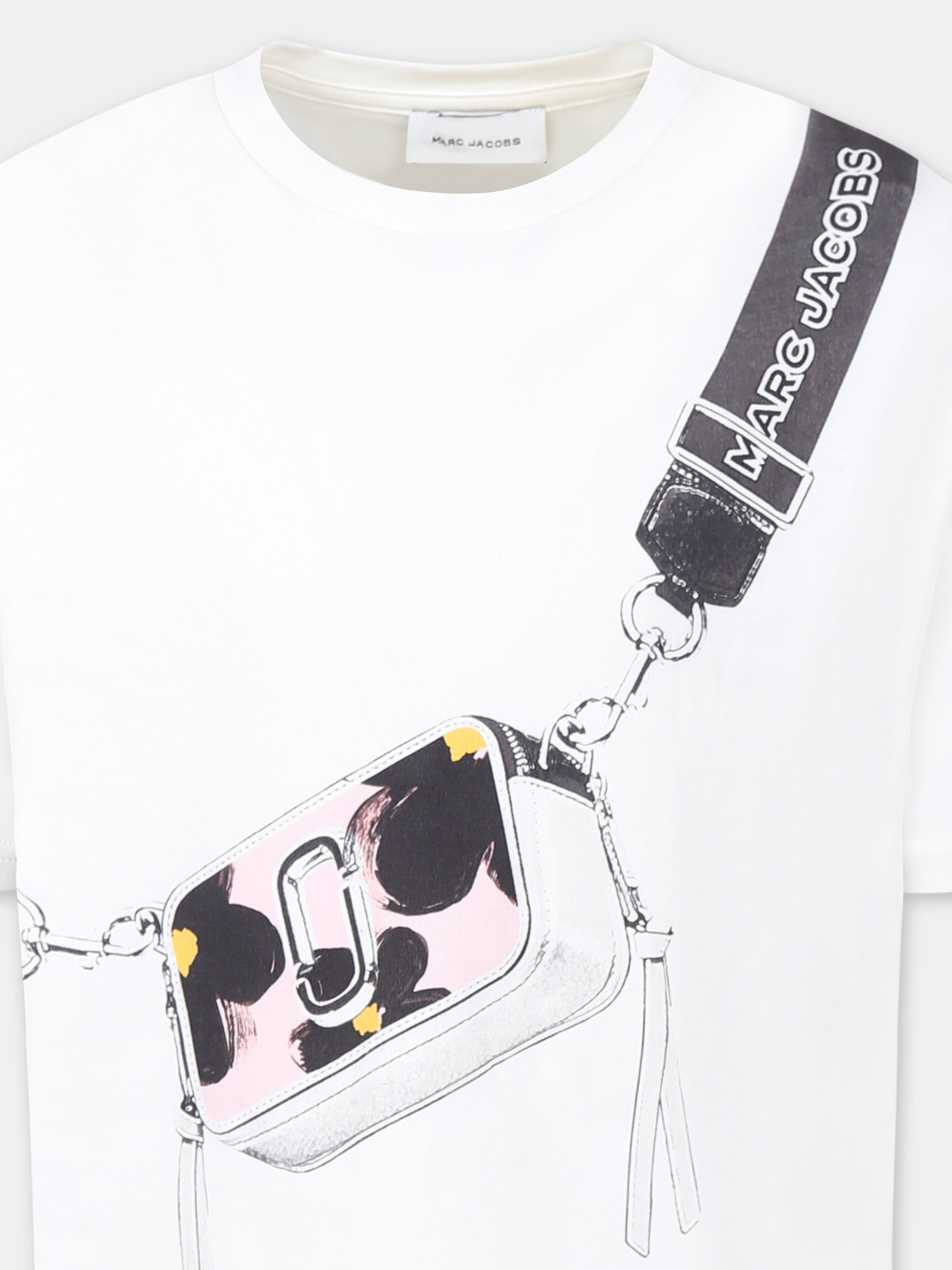 Vestito bianco per bambina con stampa borsa,Marc Jacobs,W60530 126