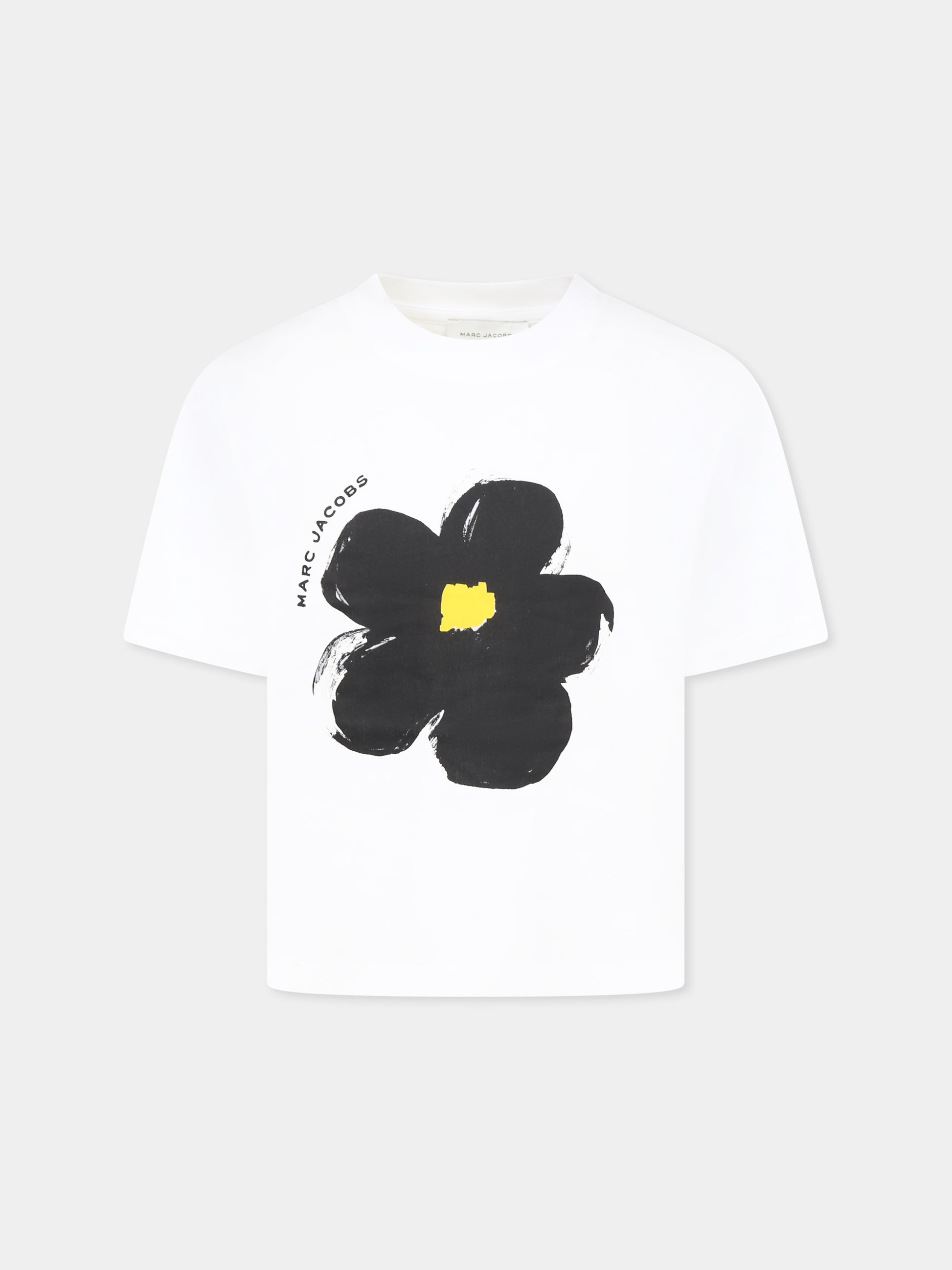 T-shirt bianca per bambina con fiore,Marc Jacobs,W60465 10P