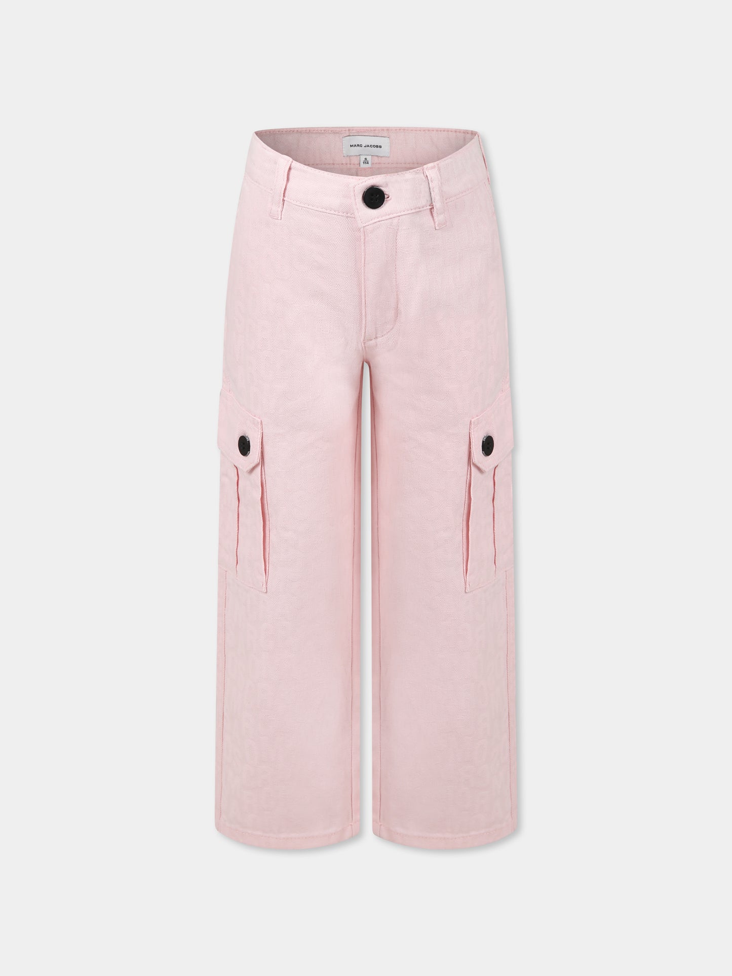 Pantaloni rosa per bambina con logo all over