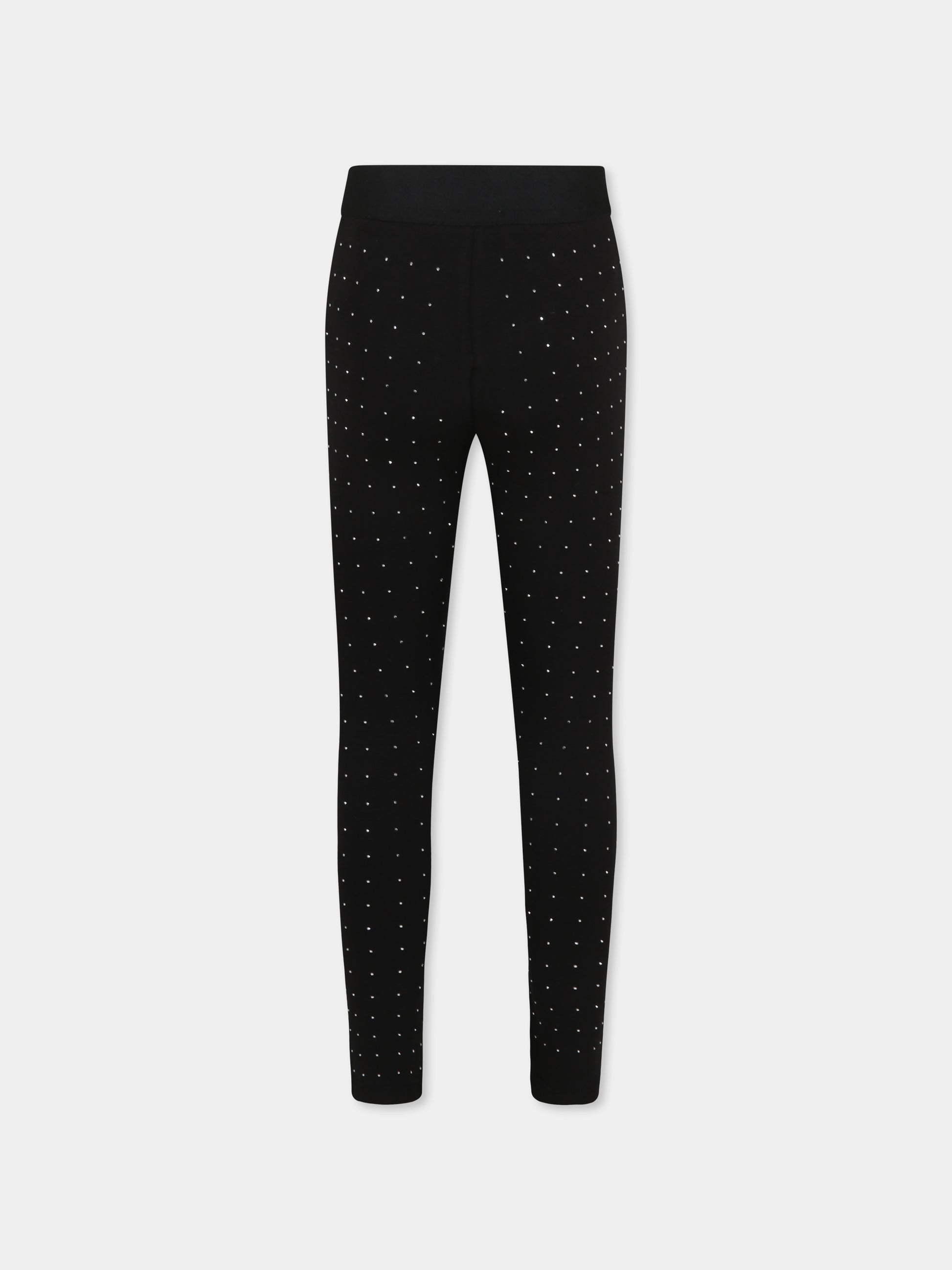 Leggings neri per bambina con logo e strass,Marc Jacobs,W60473 09B