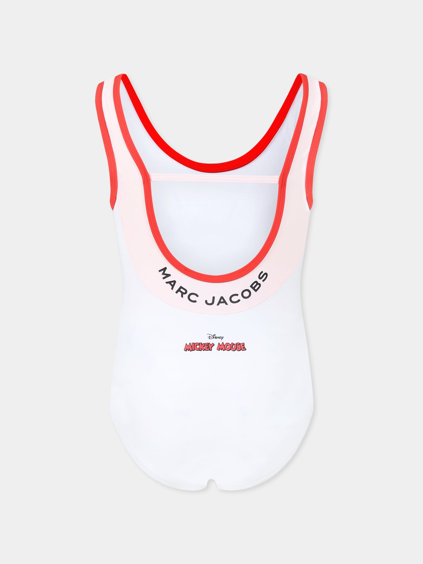 Costume intero bianco per bambina con Topolino