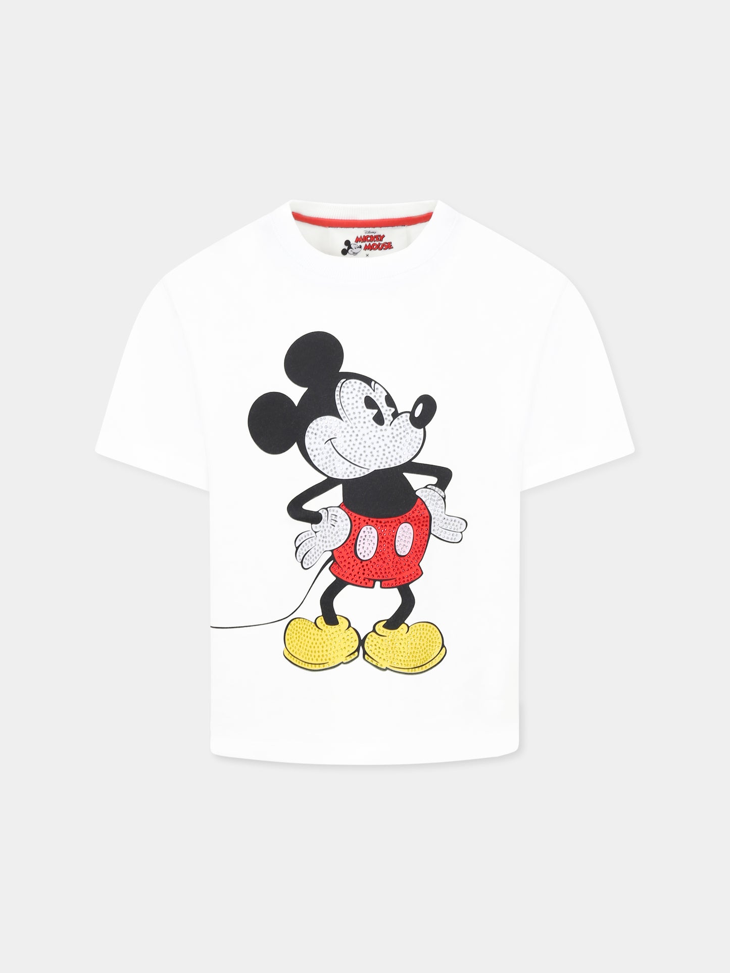 T-shirt bianca per bambina con Topolino