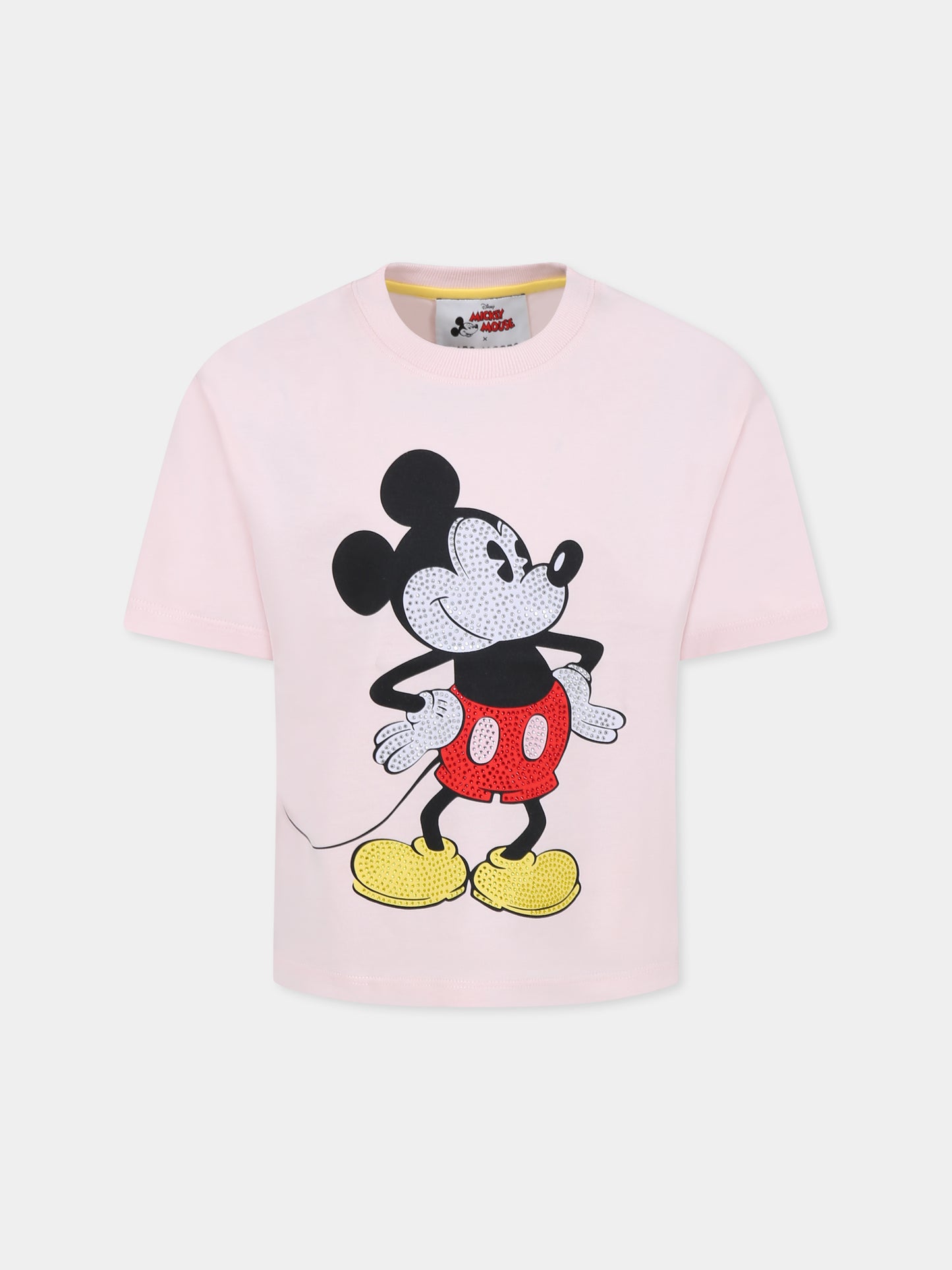 T-shirt rosa per bambina con Topolino