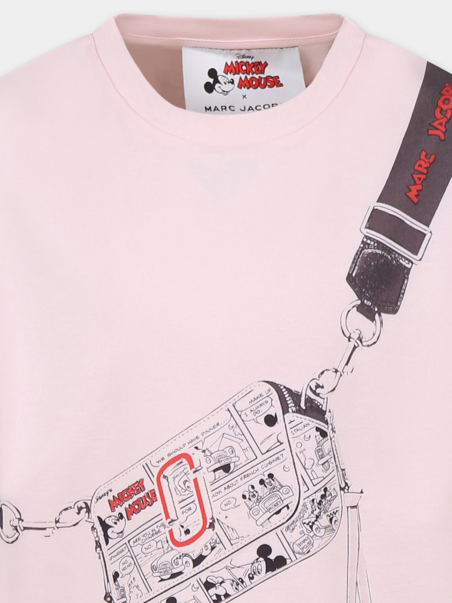 Vestito rosa per bambina con stampa borsa