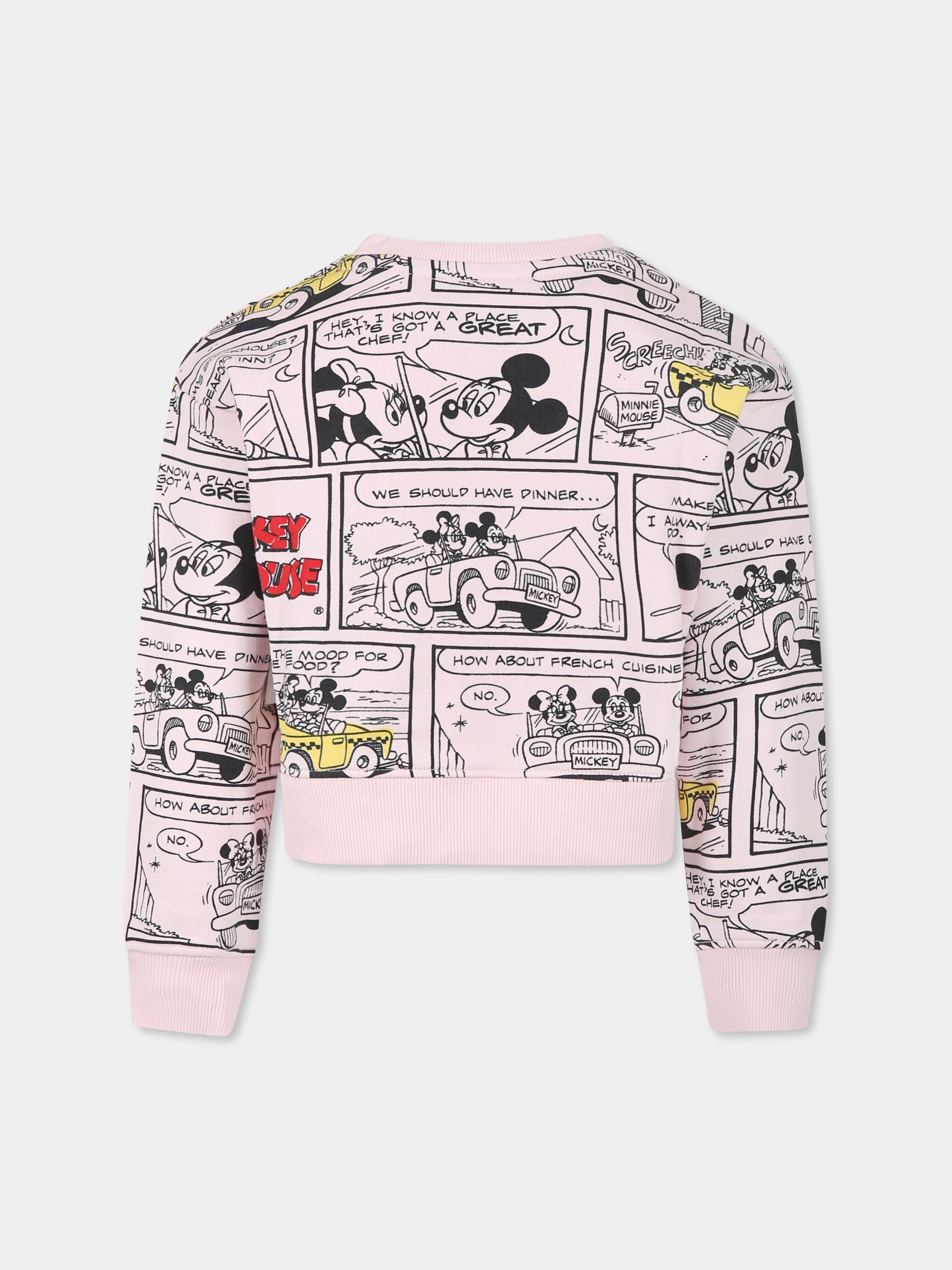 Felpa crop rosa per bambina con stampa Topolino all over,Marc Jacobs,W60429 475