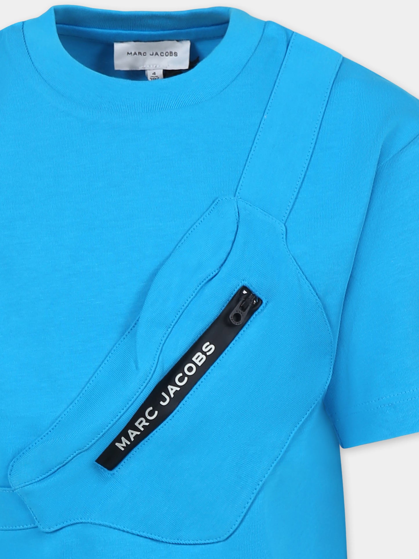 T-shirt azzurra per bambino con marsupio e logo,Marc Jacobs,W60449 759