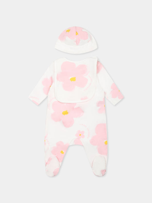 Set tutina bianco per neonata con fiori all over,Marc Jacobs,W60518 126
