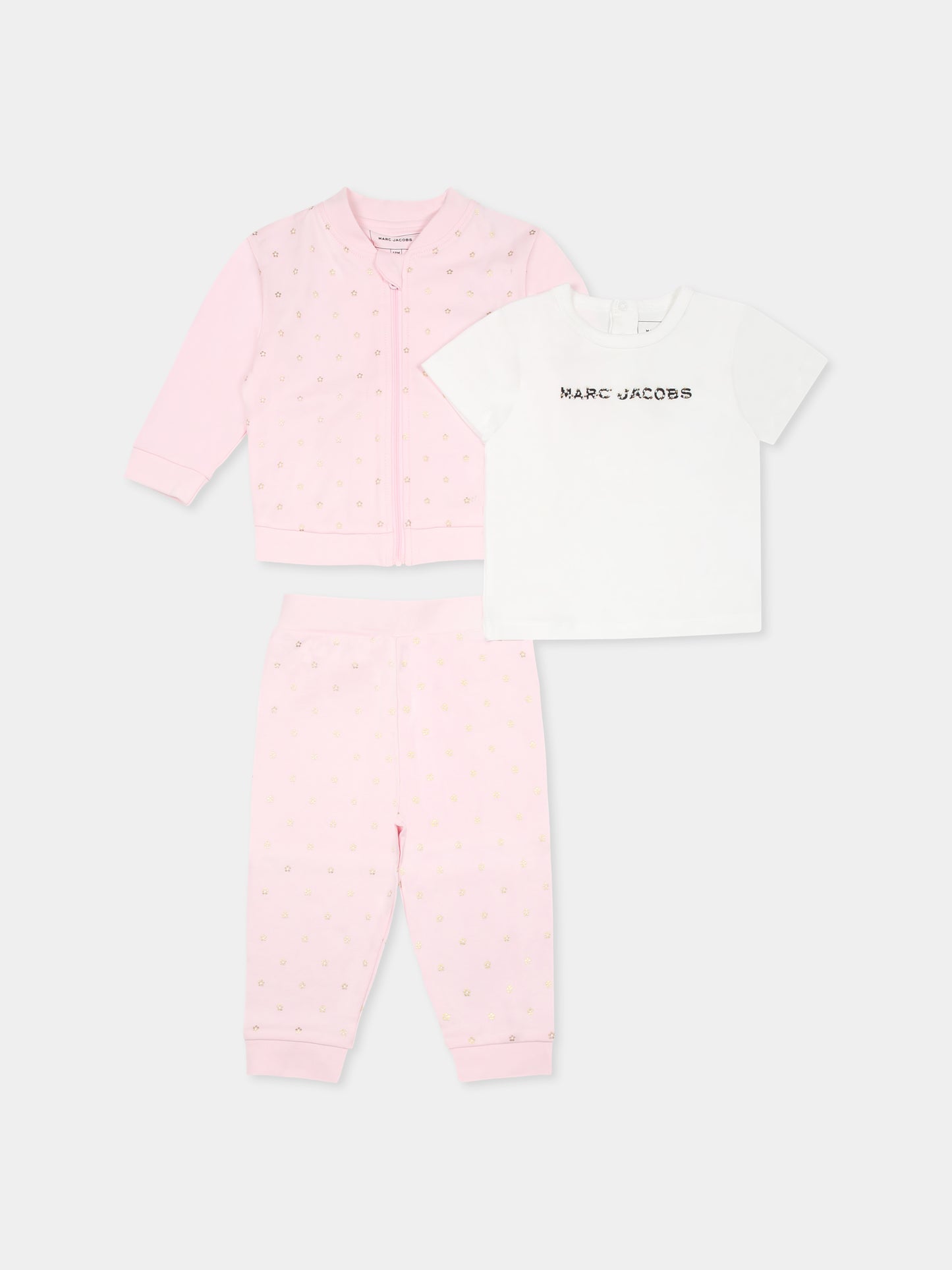 Completo rosa per neonata con fiori all over,Marc Jacobs,W60512 475