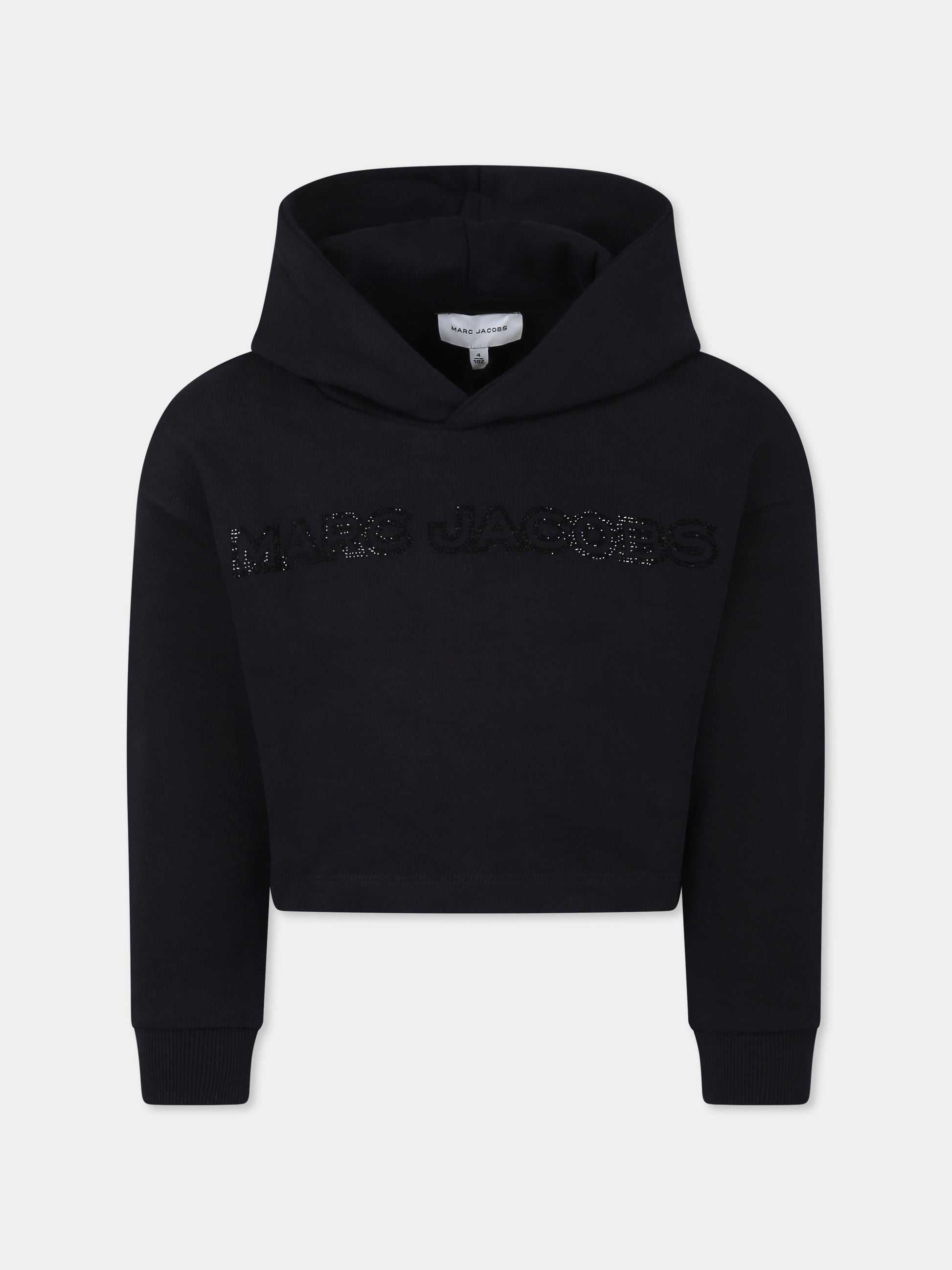 Felpa crop nera per bambina con logo,Marc Jacobs,W60536 09B