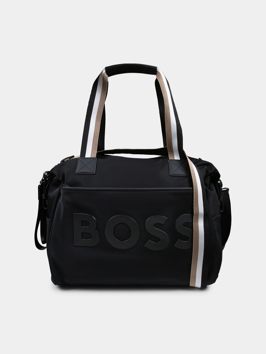 Borsa mamma nera per neonati con logo,Boss,J51732 09B