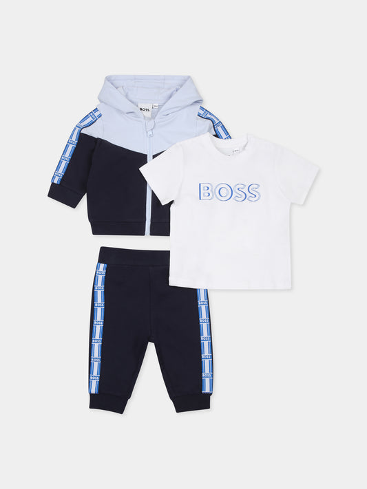 Completo blu per neonato con logo,Boss,J52209 849