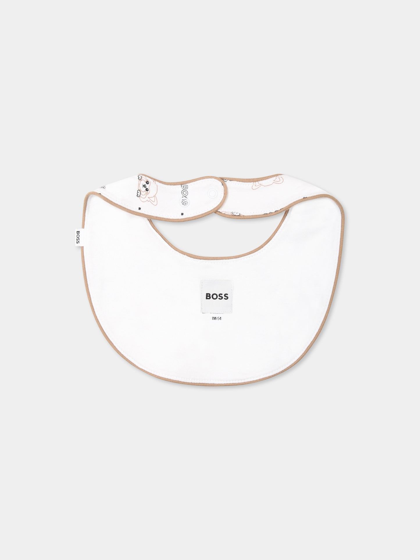 Set body bianco per neonato con logo e panda all-over,Boss,J52177 10P