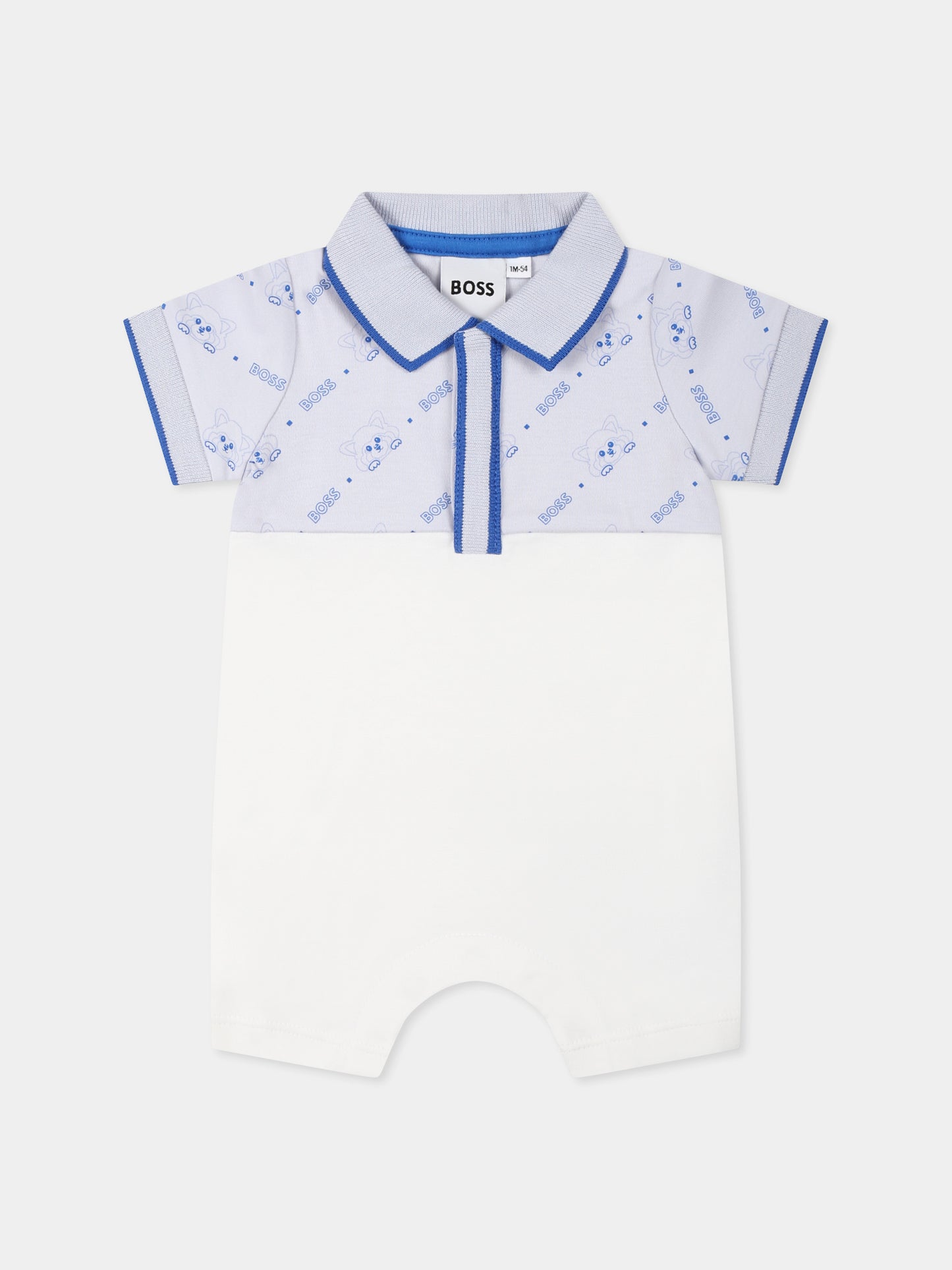 Pagliaccetto bianco per neonato con logo e panda,Boss,J52206 771