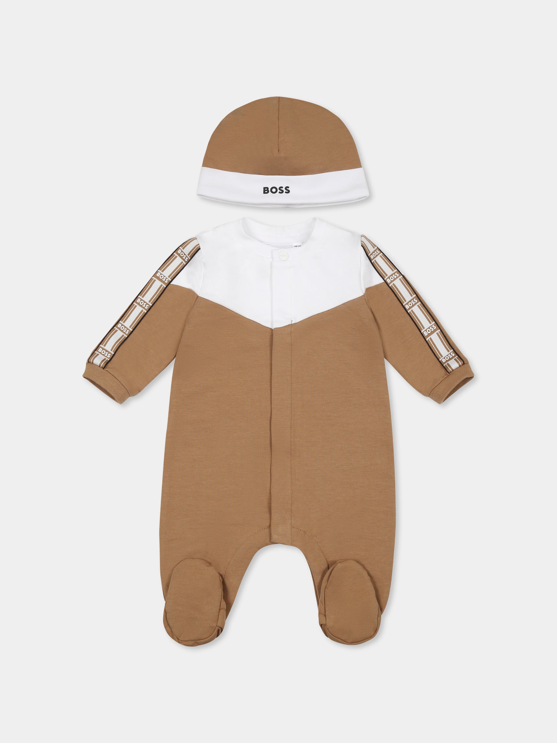 Set tutina marrone pe neonato con logo,Boss,J52218 269