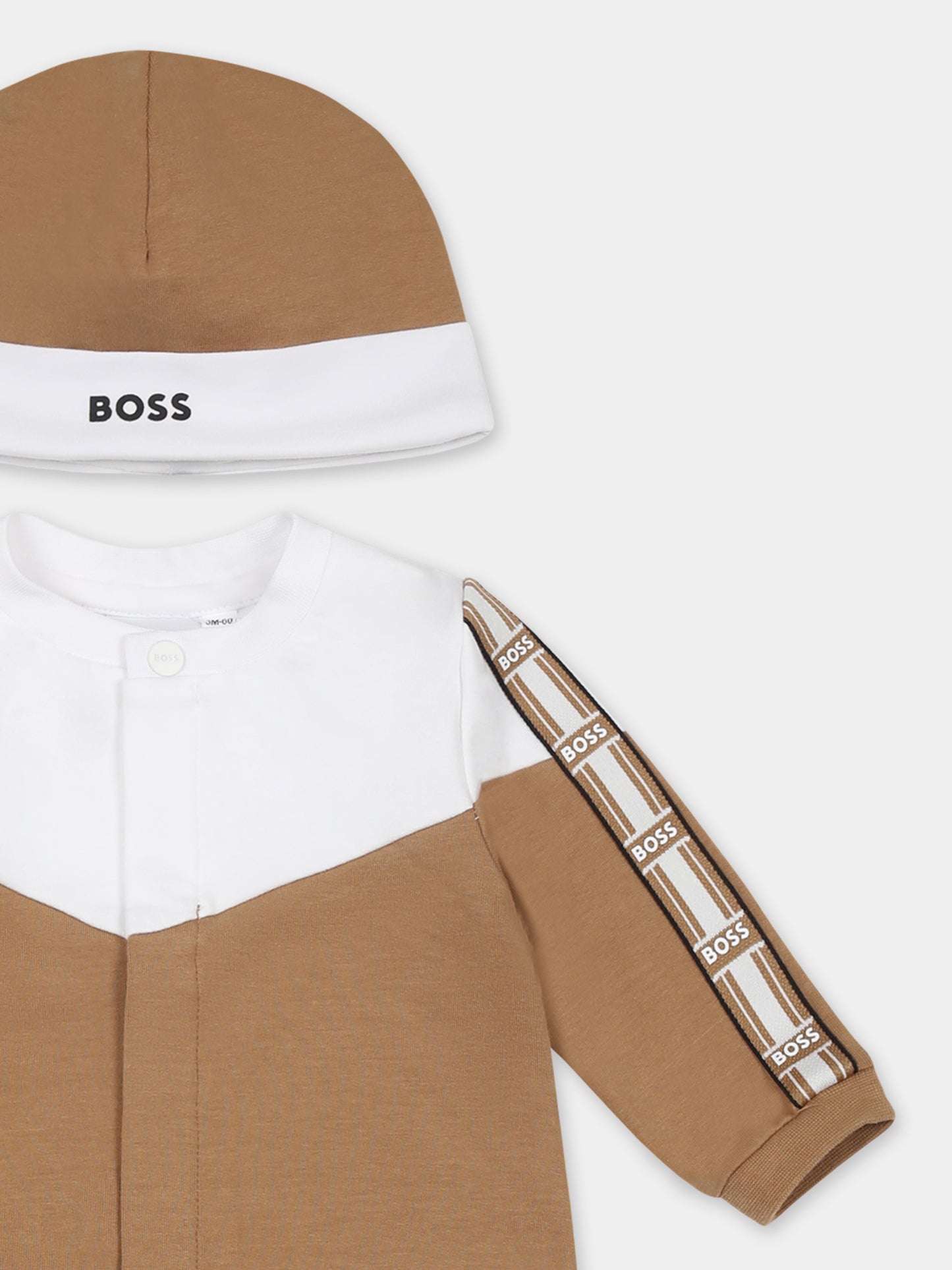 Set tutina marrone pe neonato con logo,Boss,J52218 269