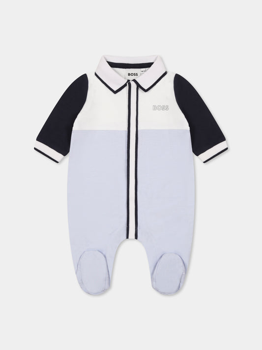 Tutina celeste per neonato con logo,Boss,J52200 771