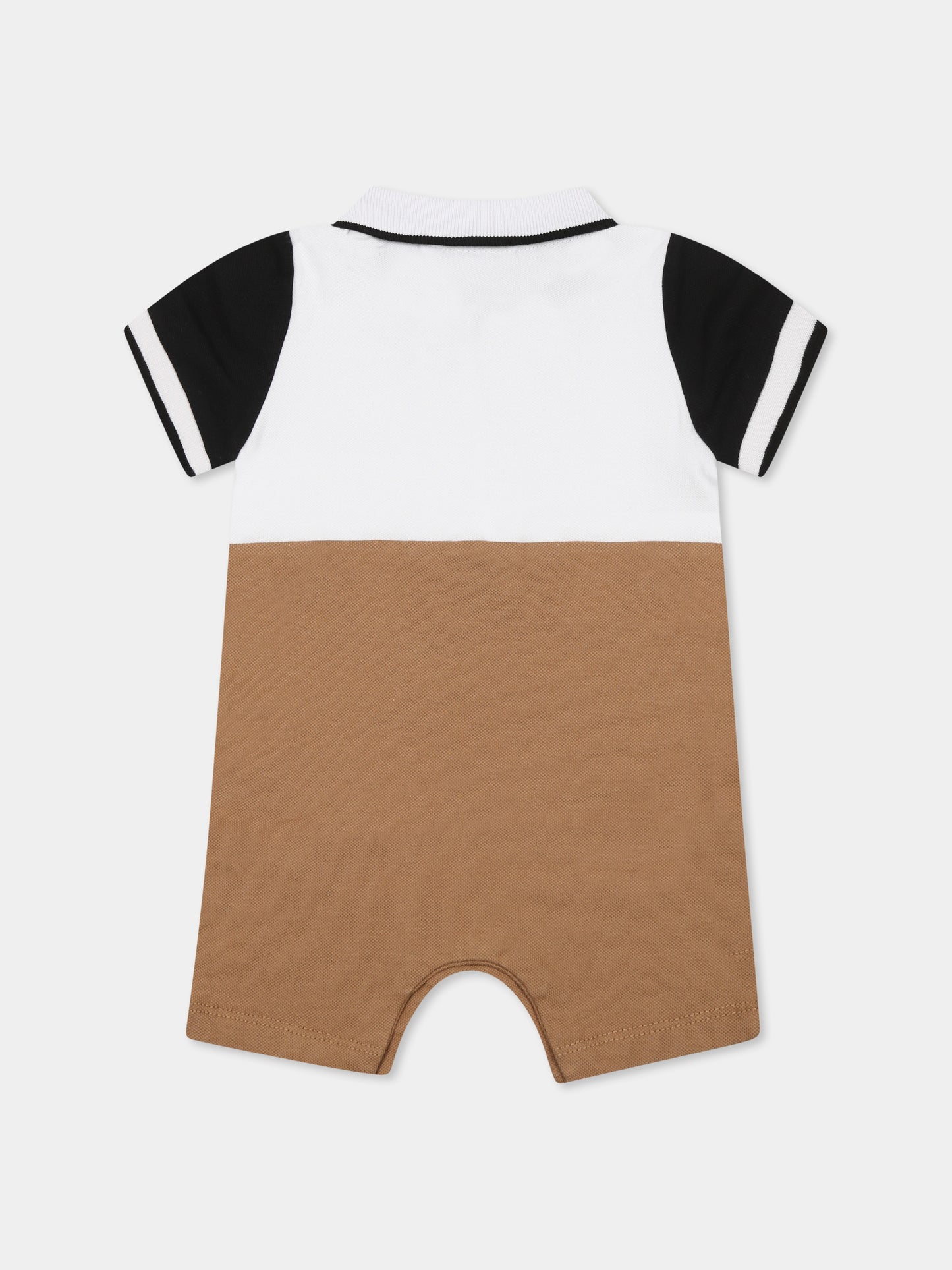 Pagliaccetto marrone per neonato con logo,Boss,J52207 269