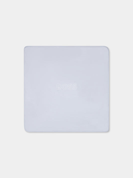 Coperta celeste per neonato con logo