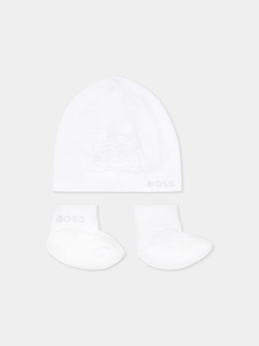 Set accessori bianco per neonato con logo e panda