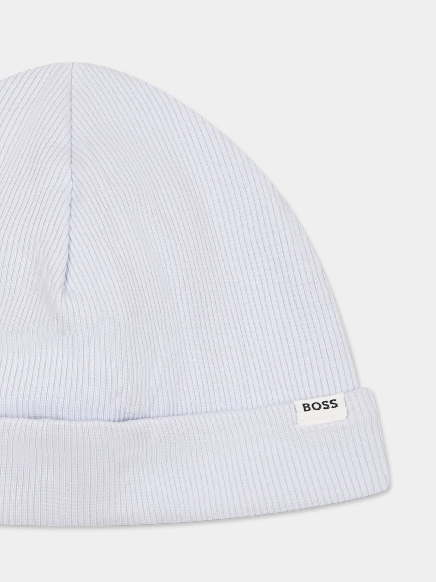 Cappello celeste per neonato con logo