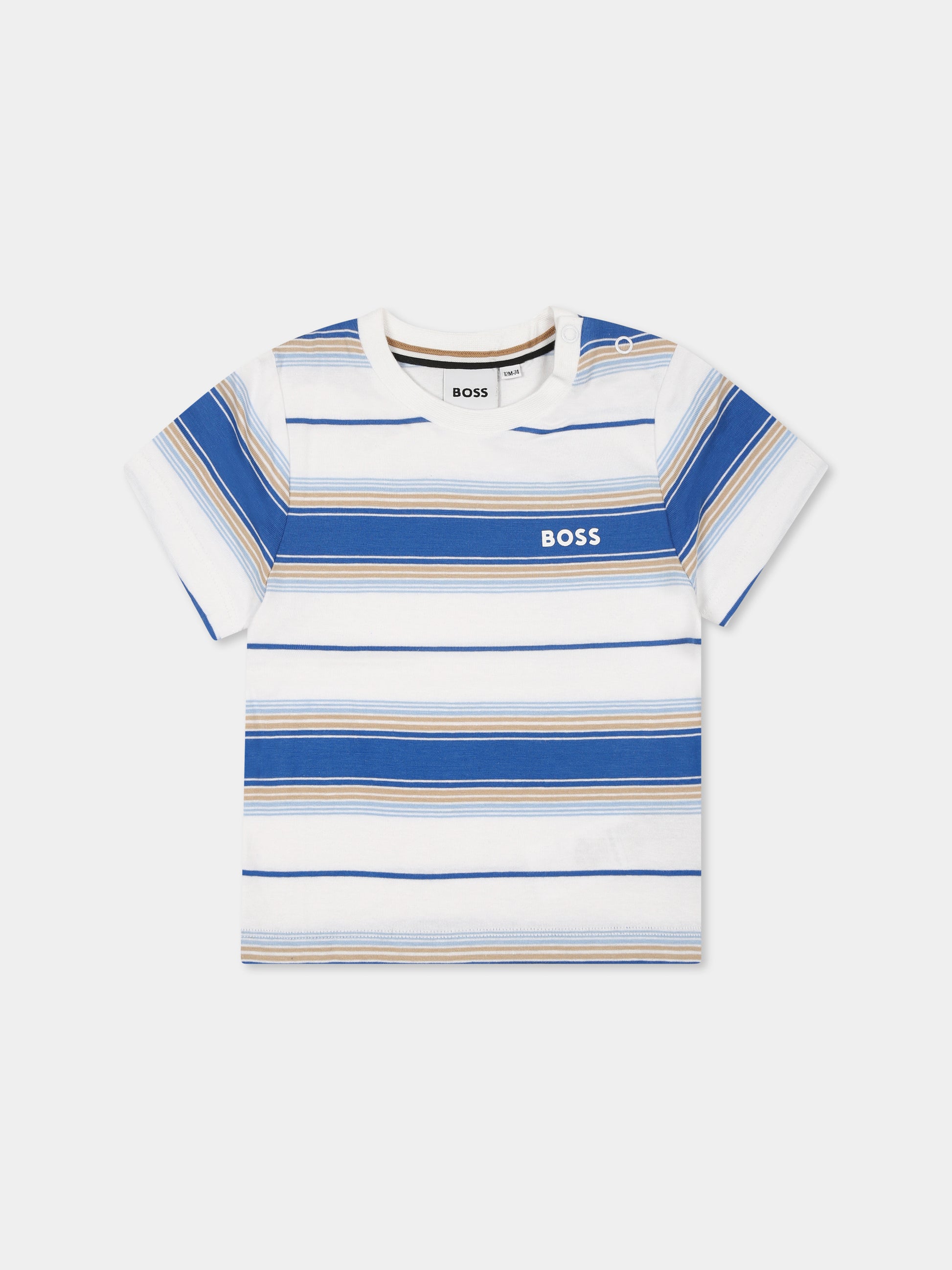 T-shirt bianca per neonato con logo,Boss,J52116 787