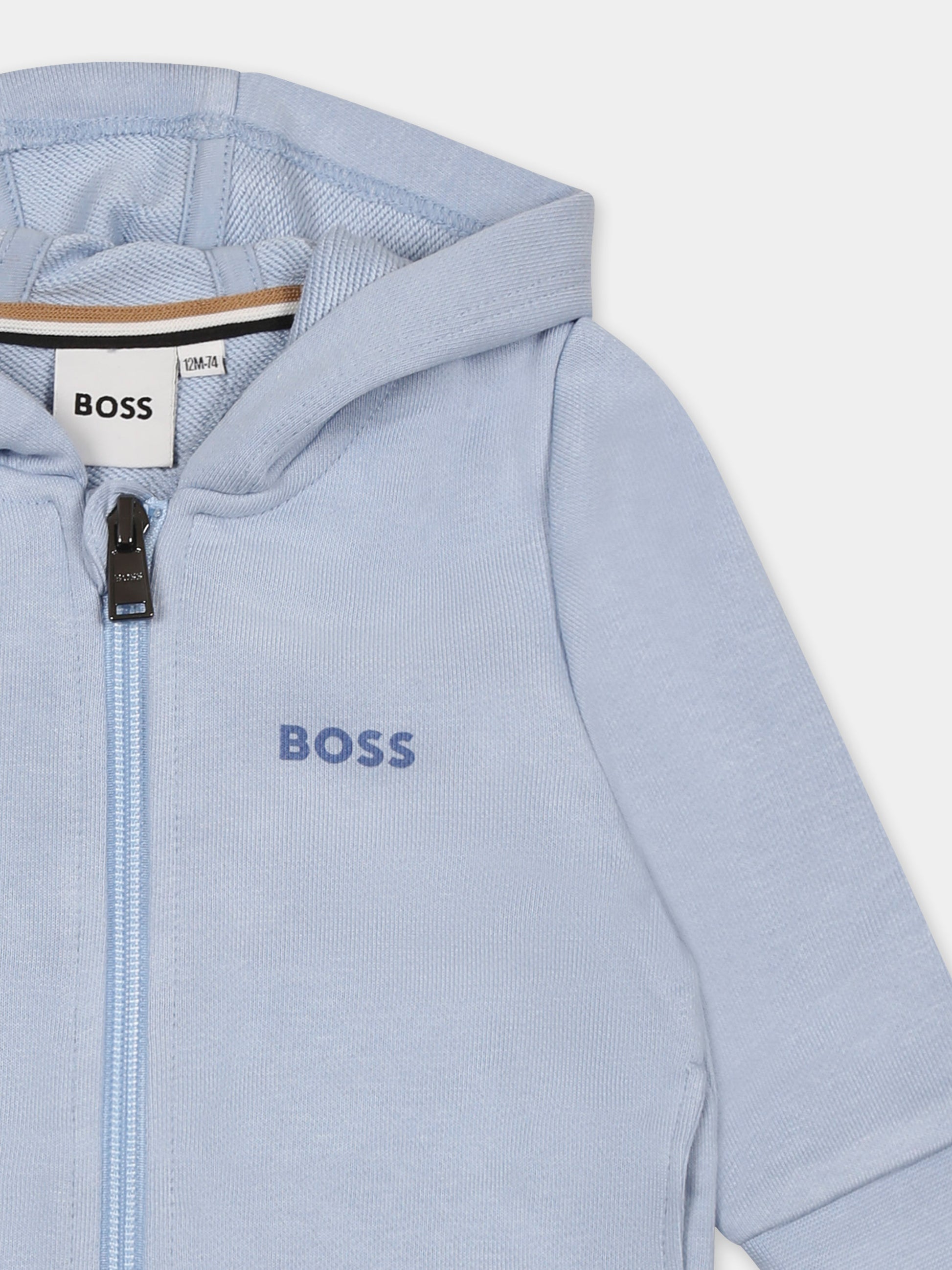 Felpa celeste per neonato con logo,Boss,J52095 887